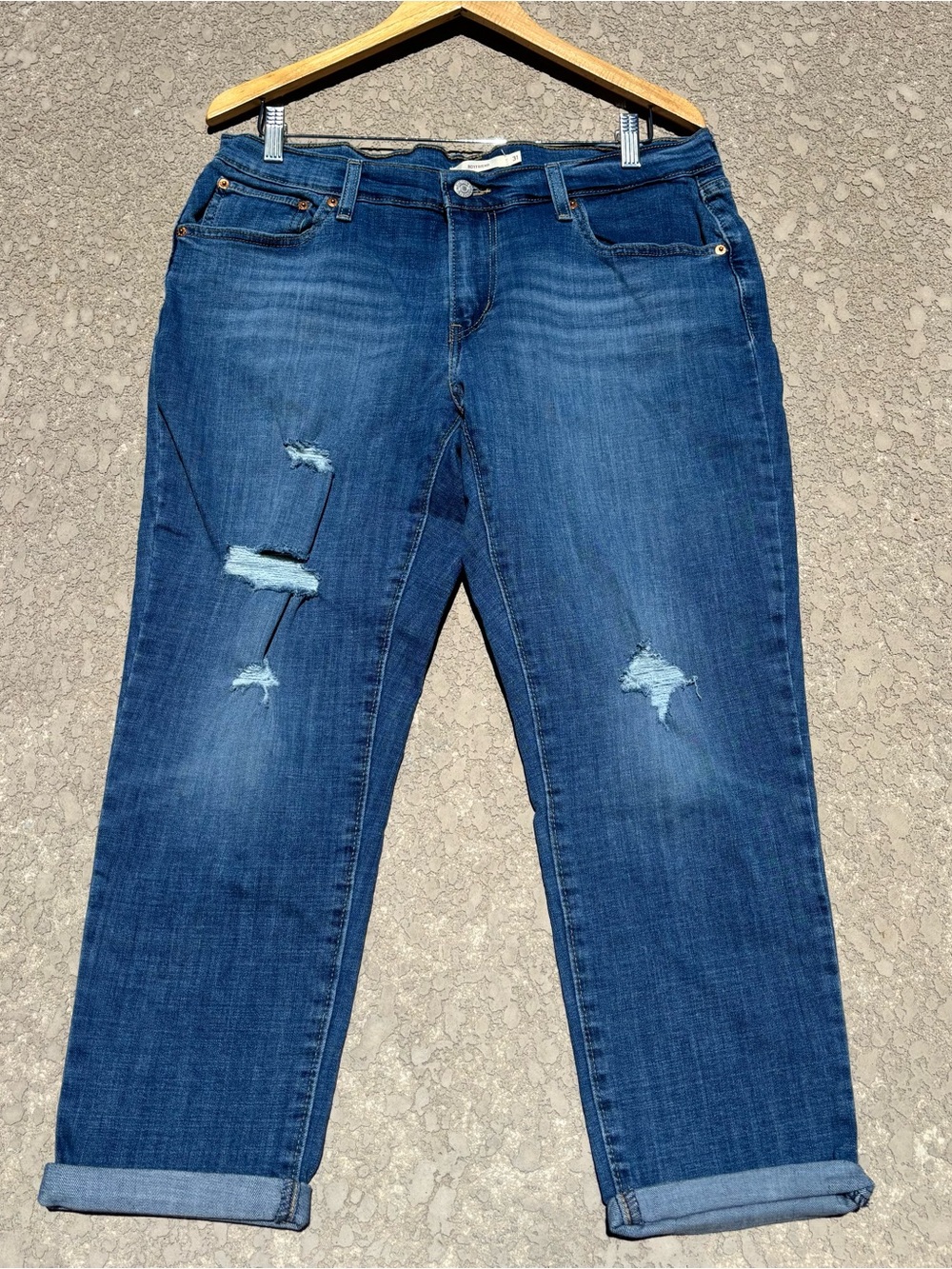 Levi's Womens Jeans Boyfriend Size 31 Mid Rise Distressed Denim Pants